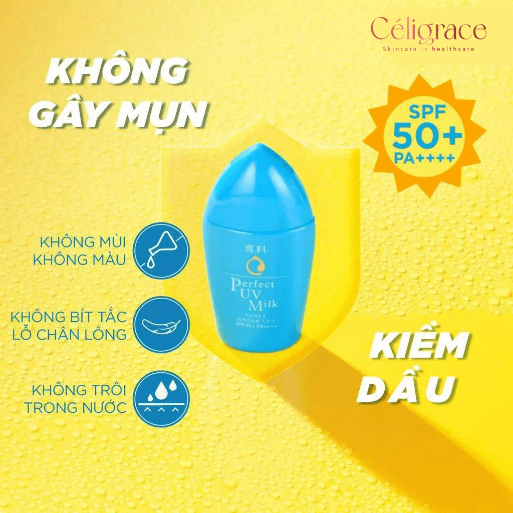 Sữa Chống Nắng Senka Kiềm Dầu, Mịn Lì SPF50/PA++++ Perfect UV Milk 40ml