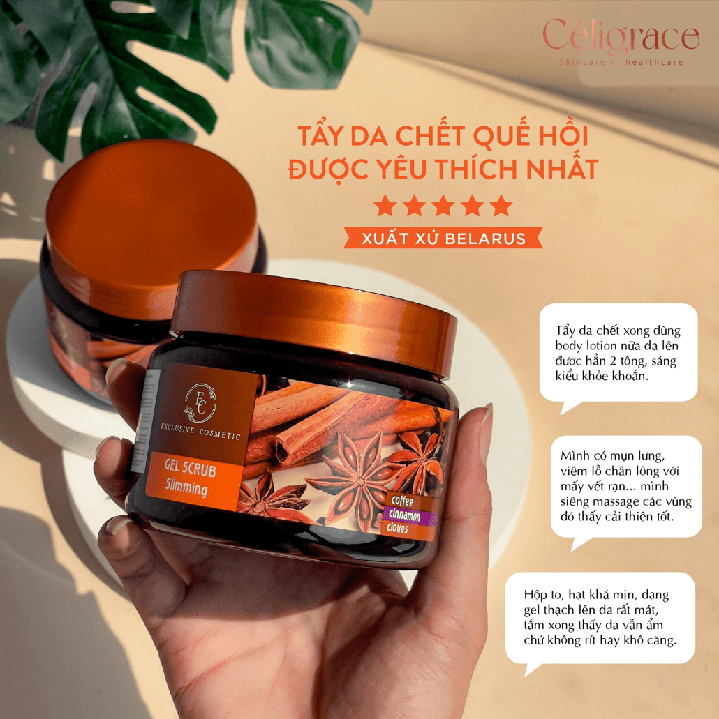 Tẩy Da Chết Toàn Thân Exclusive Cosmetic Quế Hồi Cafe Belarus Gel Scrub Coffee & Cinnamon Cloves 380g