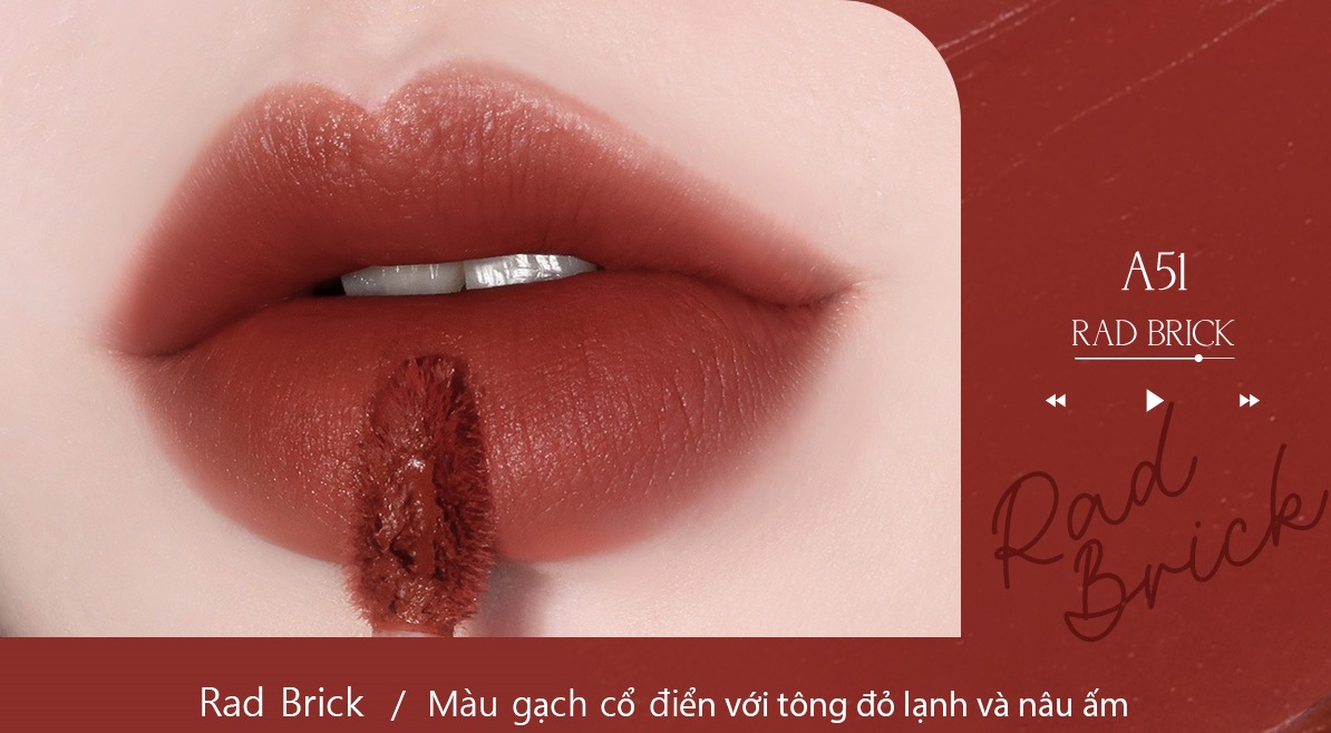 [MÀU A46 - MÀU A52] Son Kem Lì BLACK ROUGE Air Fit Velvet Tint Acoustic Mood (Version 9) 4.5g