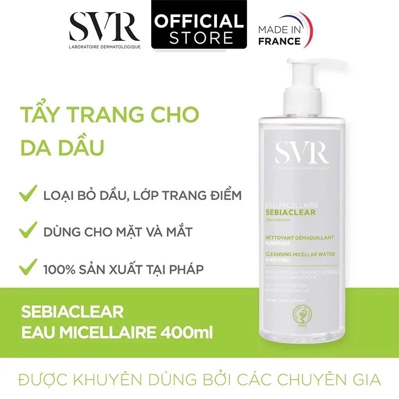 Nước Tẩy Trang SVR Micellar Giúp Loại Bỏ Dầu Cho Da Sebiaclear Eau Micellaire