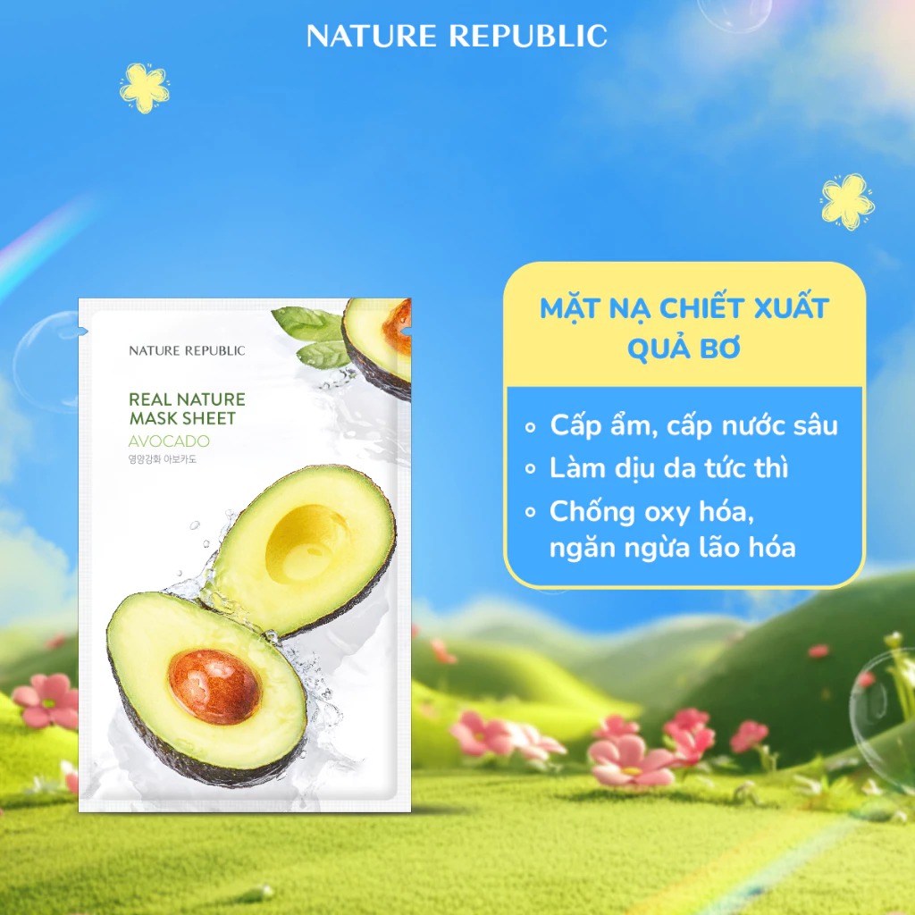 Mặt Nạ Dưỡng Ẩm Nature Republic Chiết Xuất Từ Thiên Nhiên Real Nature Mask Sheet 23ml
