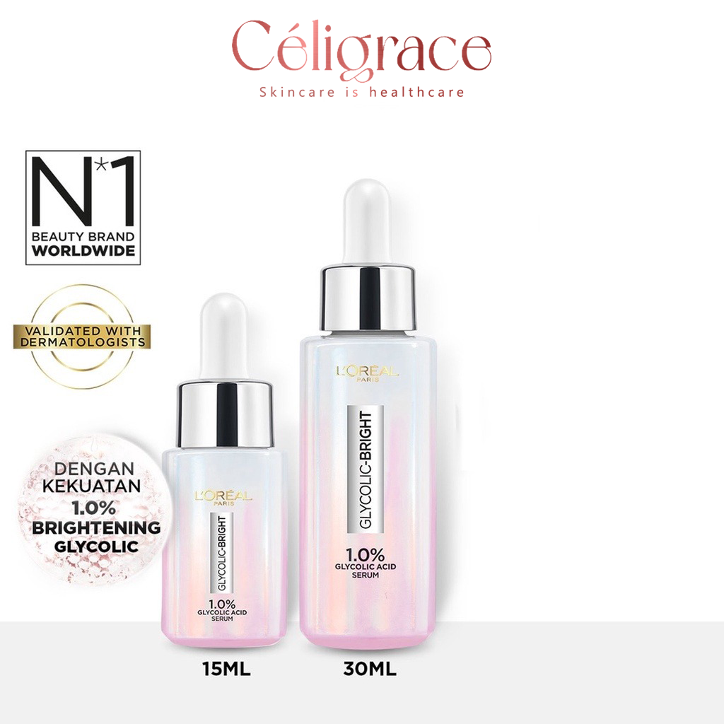 Serum L'OREAL Dưỡng Sáng Và Mờ Thâm Nám Glycolic-Bright Instant Glowing Serum 1.0% Glycolic Acid 30ml