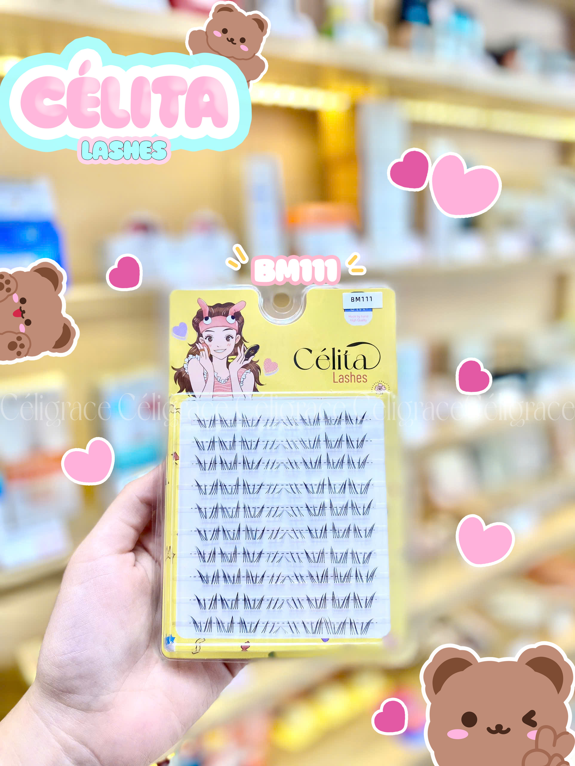 [TẶNG 10 NHẪN ĐỰNG KEO] [MI DƯỚI - 10 HÀNG] Mi Giả CÉLITA Từng Cụm Tự Nhiên & Mềm Mại