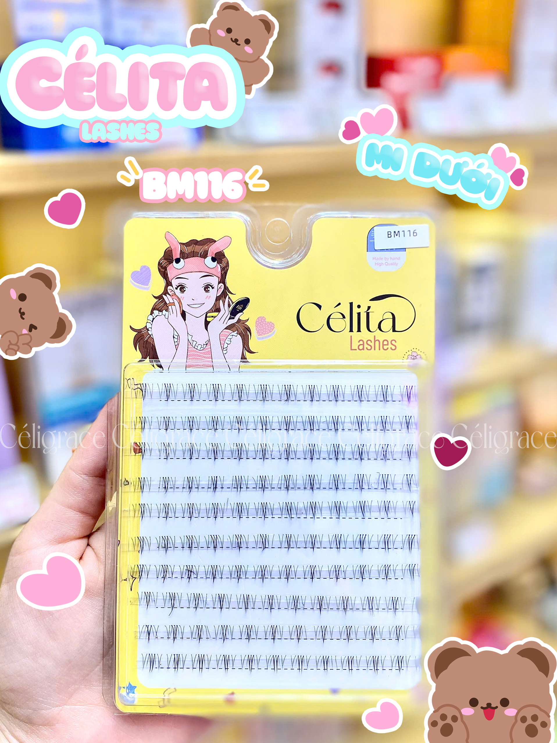 [TẶNG 10 NHẪN ĐỰNG KEO] [MI DƯỚI - 10 HÀNG] Mi Giả CÉLITA Từng Cụm Tự Nhiên & Mềm Mại
