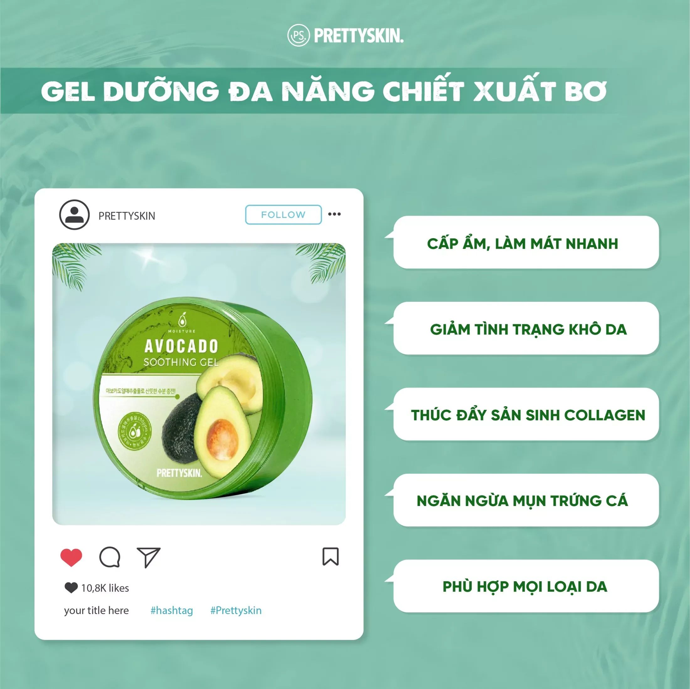 Gel Dưỡng PRETTYSKIN Đa Năng Soothing Gel 300g
