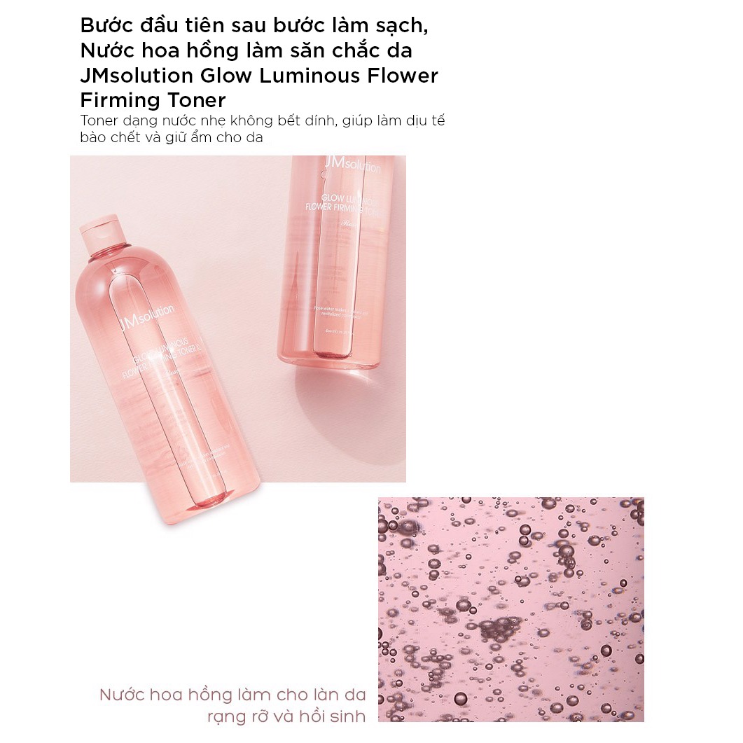 Toner JMsolution Hoa Hồng Dưỡng Ẩm Sáng Da Glow Luminous Flower Firming Toner XL Rose 600ml