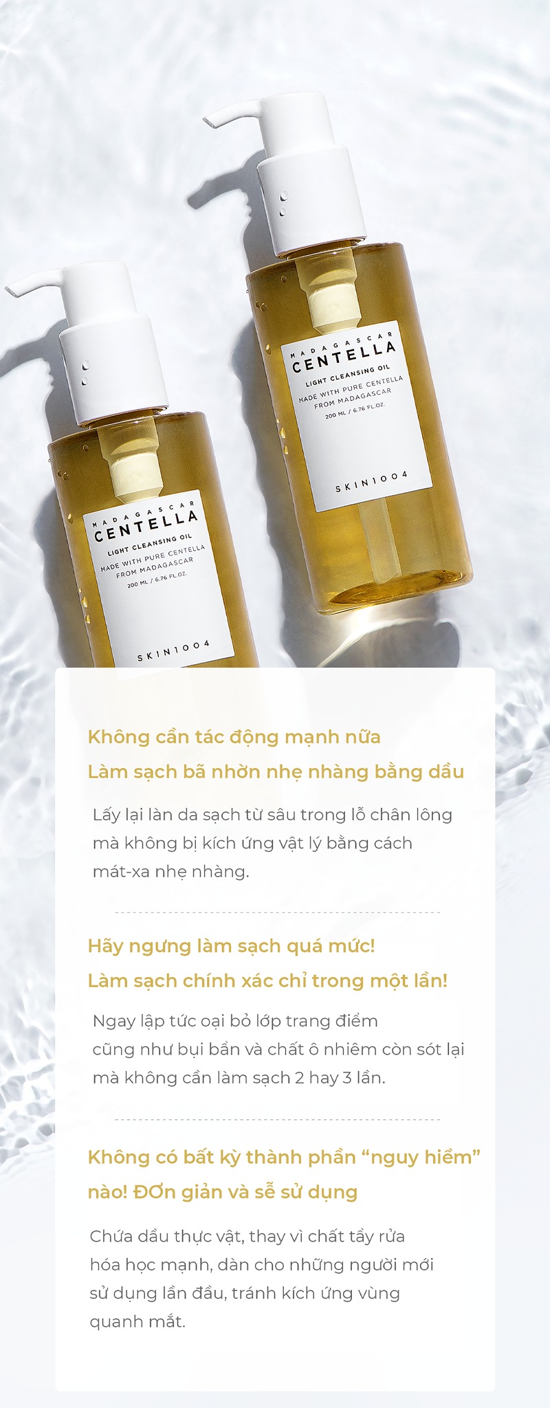 Dầu Tẩy Trang Skin1004 Làm Sạch Sâu, Dịu Nhẹ Chiết Xuất Rau Má Madagascar Centella Light Cleansing Oil 200ml