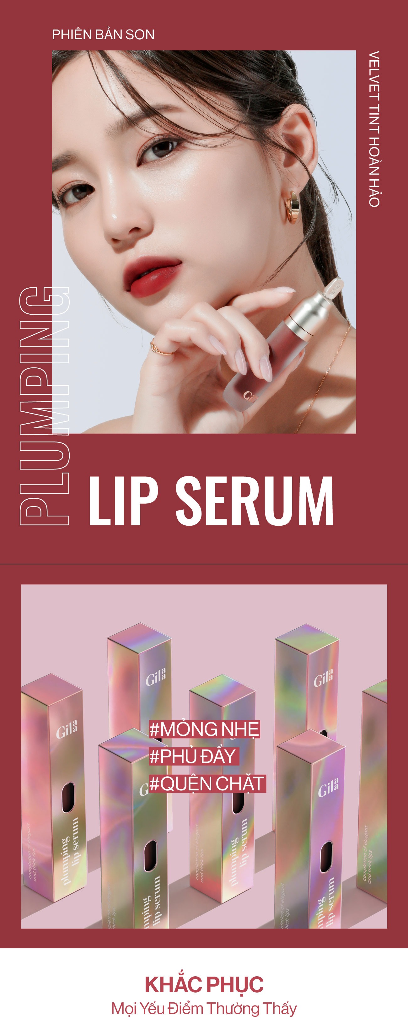 [CLESAL2401 - DATE 03/2024] Son Kem Lì Gilaa Dưỡng Ẩm Cho Môi Căng Mọng Gilaa Plumping Lip Serum 3.8g