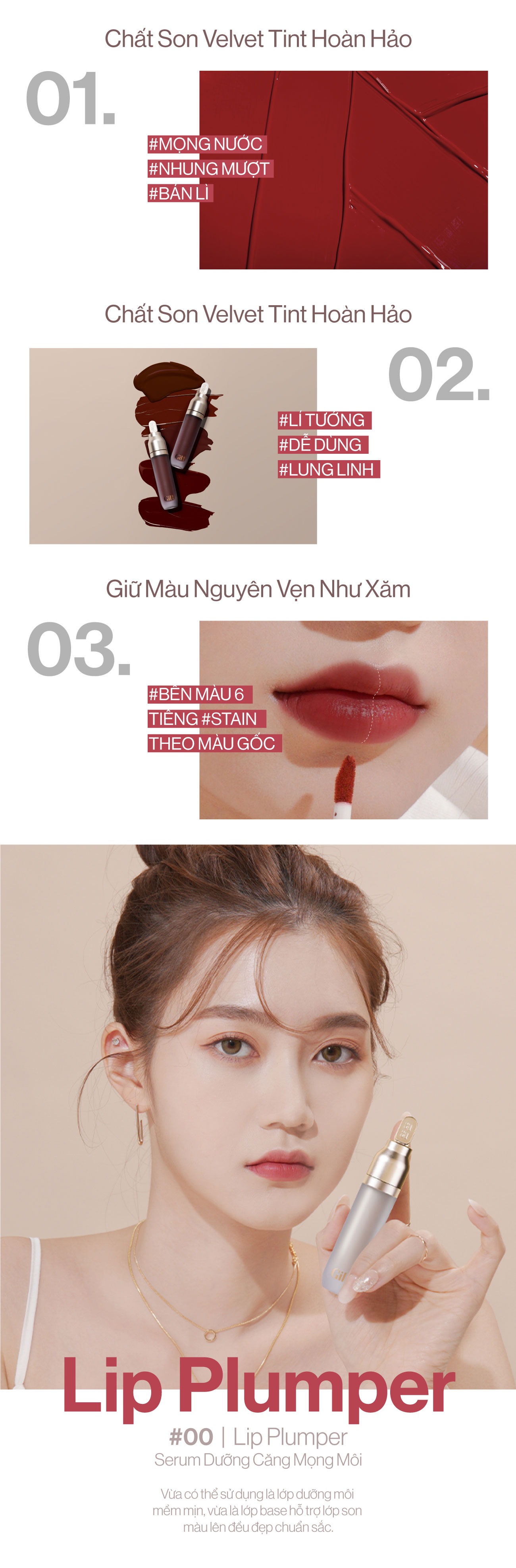 [CLESAL2401 - DATE 03/2024] Son Kem Lì Gilaa Dưỡng Ẩm Cho Môi Căng Mọng Gilaa Plumping Lip Serum 3.8g