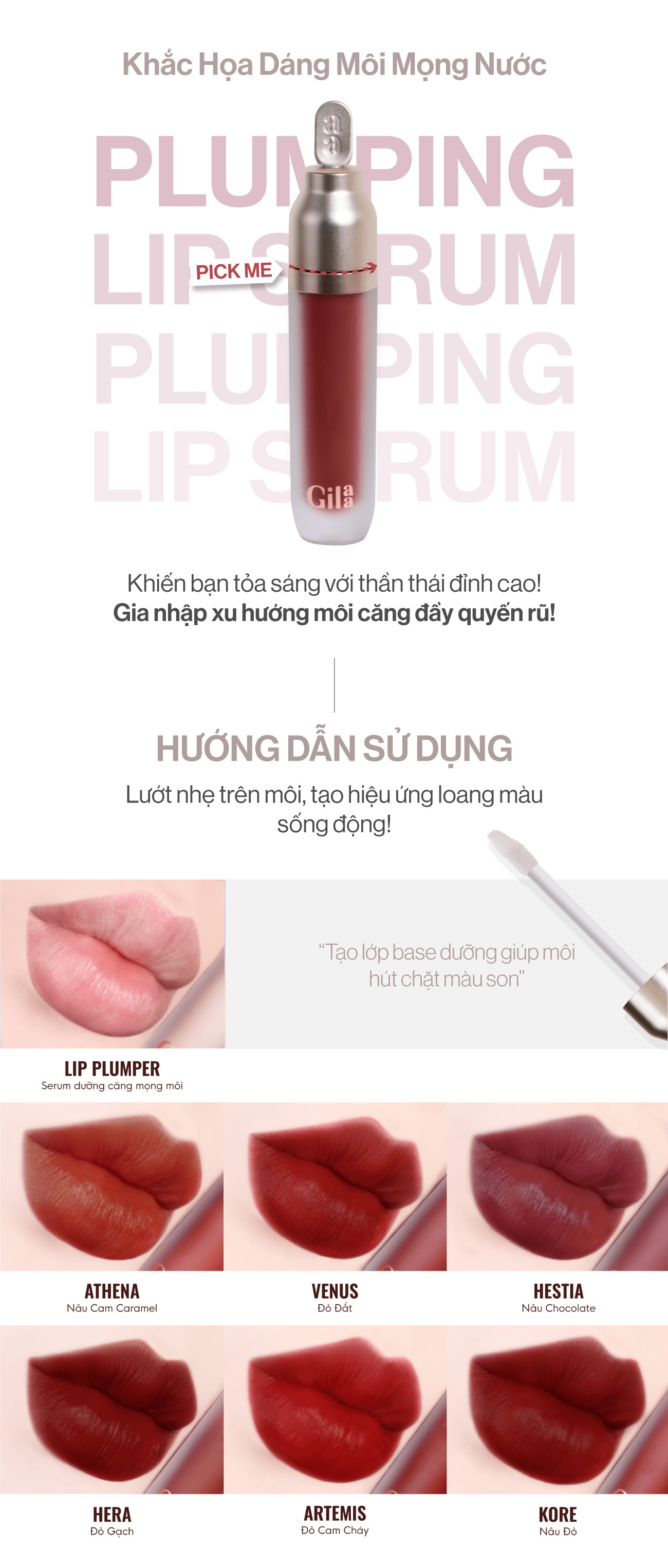 [CLESAL2401 - DATE 03/2024] Son Kem Lì Gilaa Dưỡng Ẩm Cho Môi Căng Mọng Gilaa Plumping Lip Serum 3.8g
