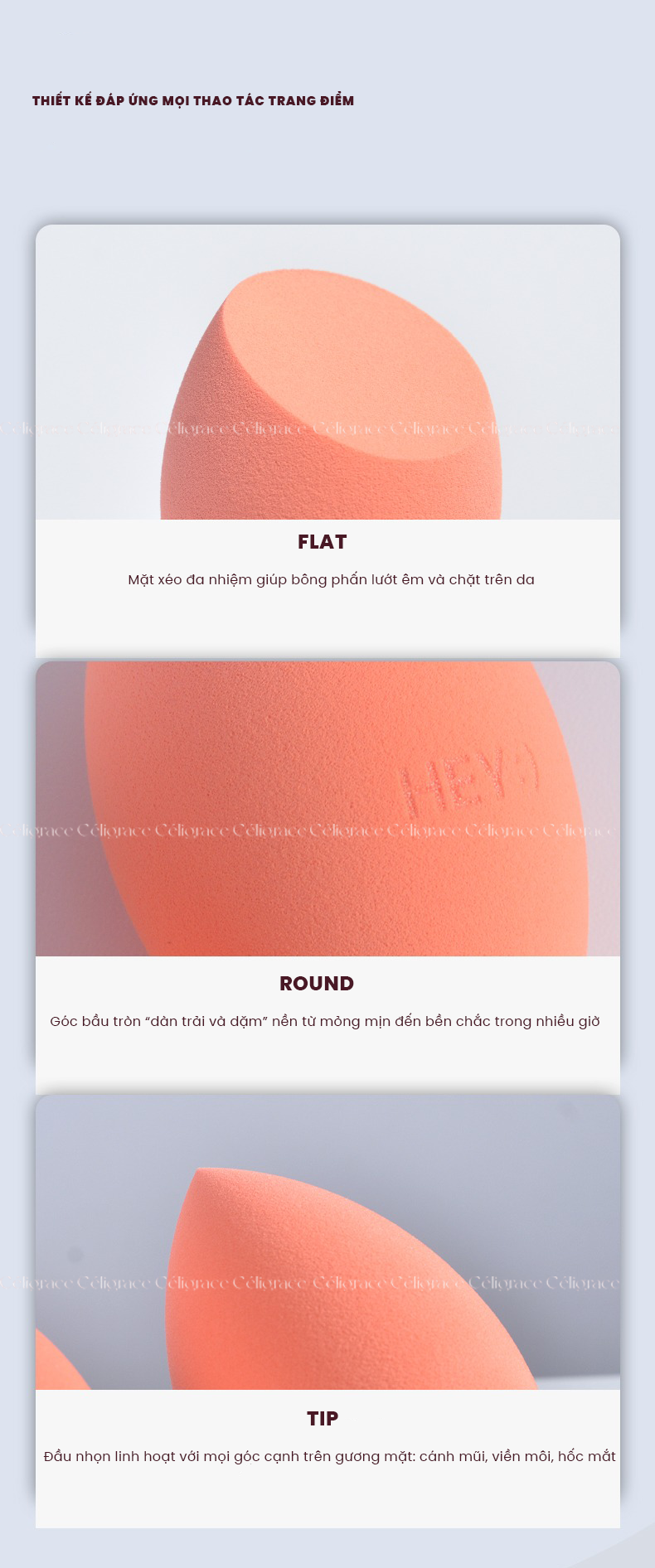 [HEY-KMHDP] H-9002 - Bông Mút Trang Điểm Nền HEY Beauty Egg Hình Giọt Nước Vạt Xéo 27g