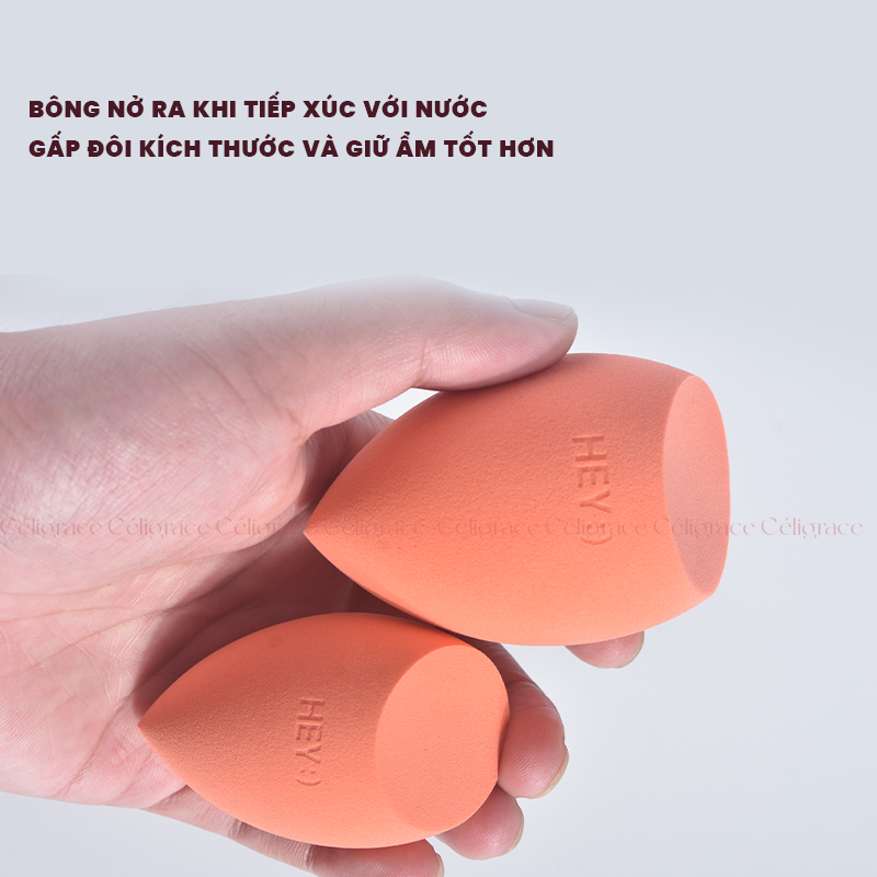 [HEY-KMHDP] H-9002 - Bông Mút Trang Điểm Nền HEY Beauty Egg Hình Giọt Nước Vạt Xéo 27g