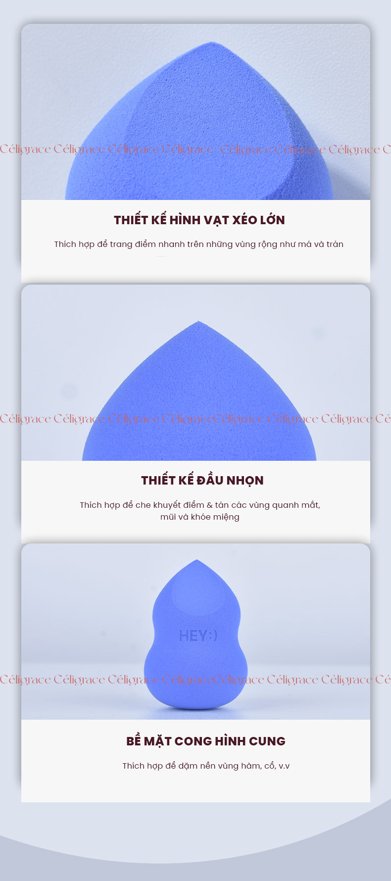 [HEY-KMHDP] H-9001 - Bông Mút Trang Điểm Nền HEY Beauty Egg Hình Hồ Lô Vạt Xéo 24g