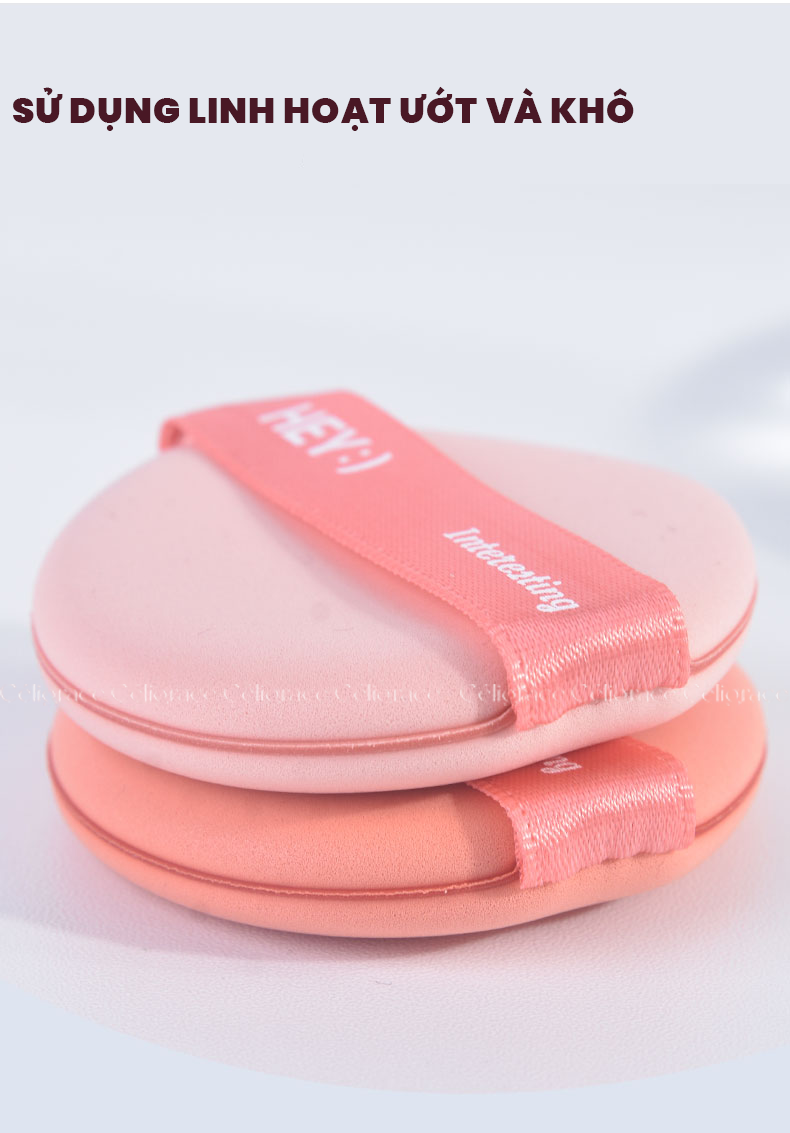 H-9013 - Set 2 Bông Mút Tán Kem Nền, Phấn Nước HEY Powder Puff 21g