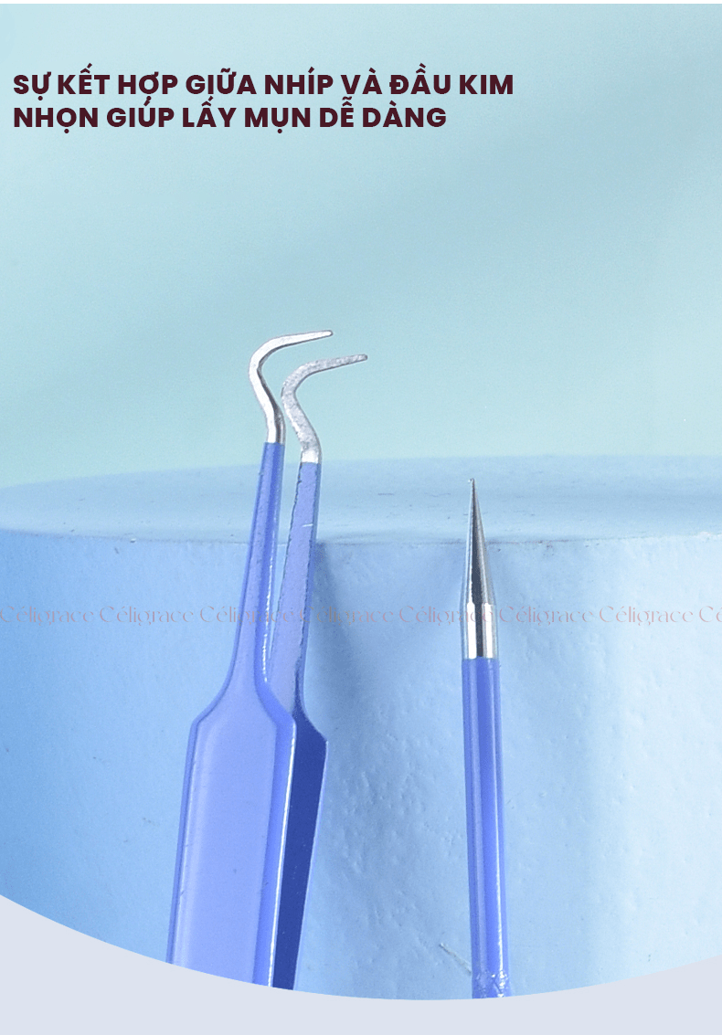 H-9004 - Set Dụng Cụ Nặn Mụn HEY Chuyên Dụng Kèm Hộp Đựng Acne Needle 30g (2 Cây - Xanh)