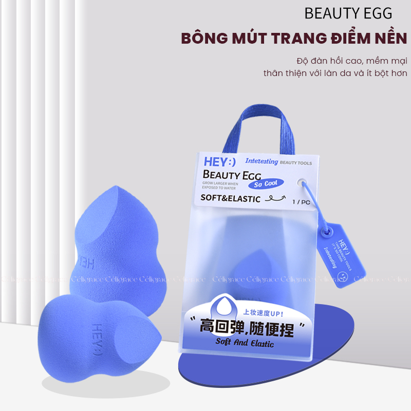 [HEY-KMHDP] H-9001 - Bông Mút Trang Điểm Nền HEY Beauty Egg Hình Hồ Lô Vạt Xéo 24g