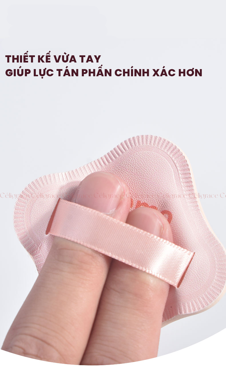 H-9012 - Set 2 Bông Mút Khô Và Ướt Dày HEY Bo Tròn 4 Góc Powder Puff 19g