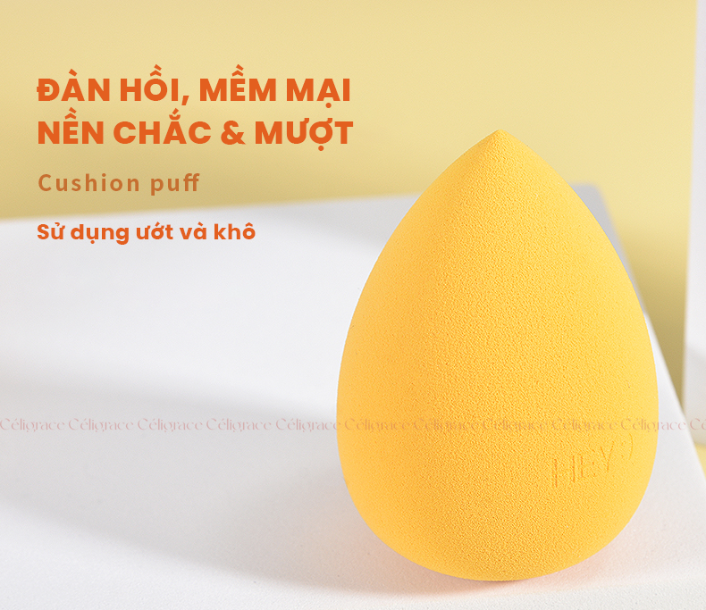 H-9034 - Hộp Set 3 Bông Phấn Khô Và Ướt HEY Kèm Giỏ Đựng Xinh Xắn