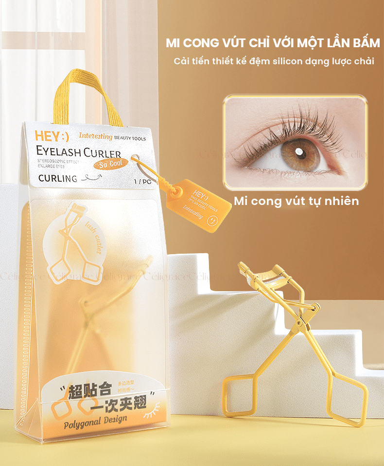 H-9056 - Bấm Mi HEY Giúp Làm Cong Mi Eyelash Curler 44g (Vàng)