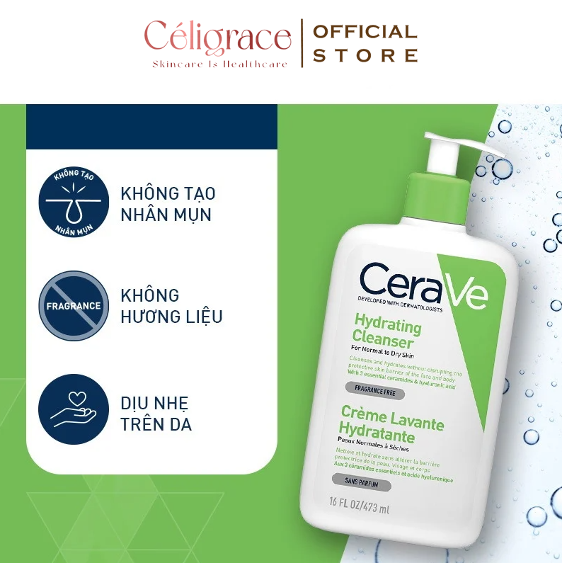 Sữa Rửa Mặt CeraVe Cho Da Thường Đến Khô Hydrating Cleanser