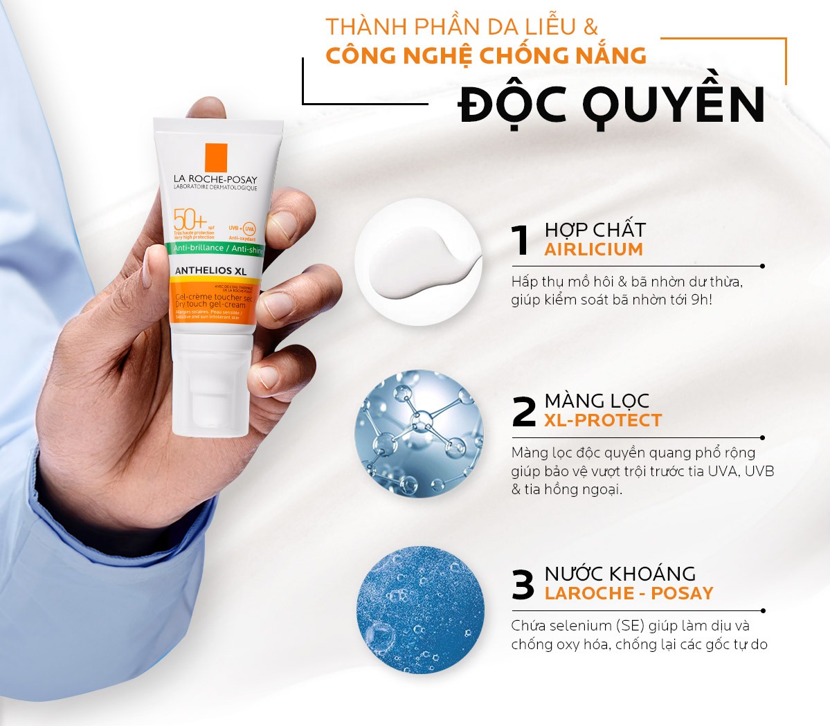 Kem Chống Nắng La Roche-Posay Kiểm Soát Dầu SPF50+ Anthelios Anti-Shine Gel-Cream Dry Touch Finish Mattifying Effect SPF50+ 50ml (Vạch Xanh Lá)