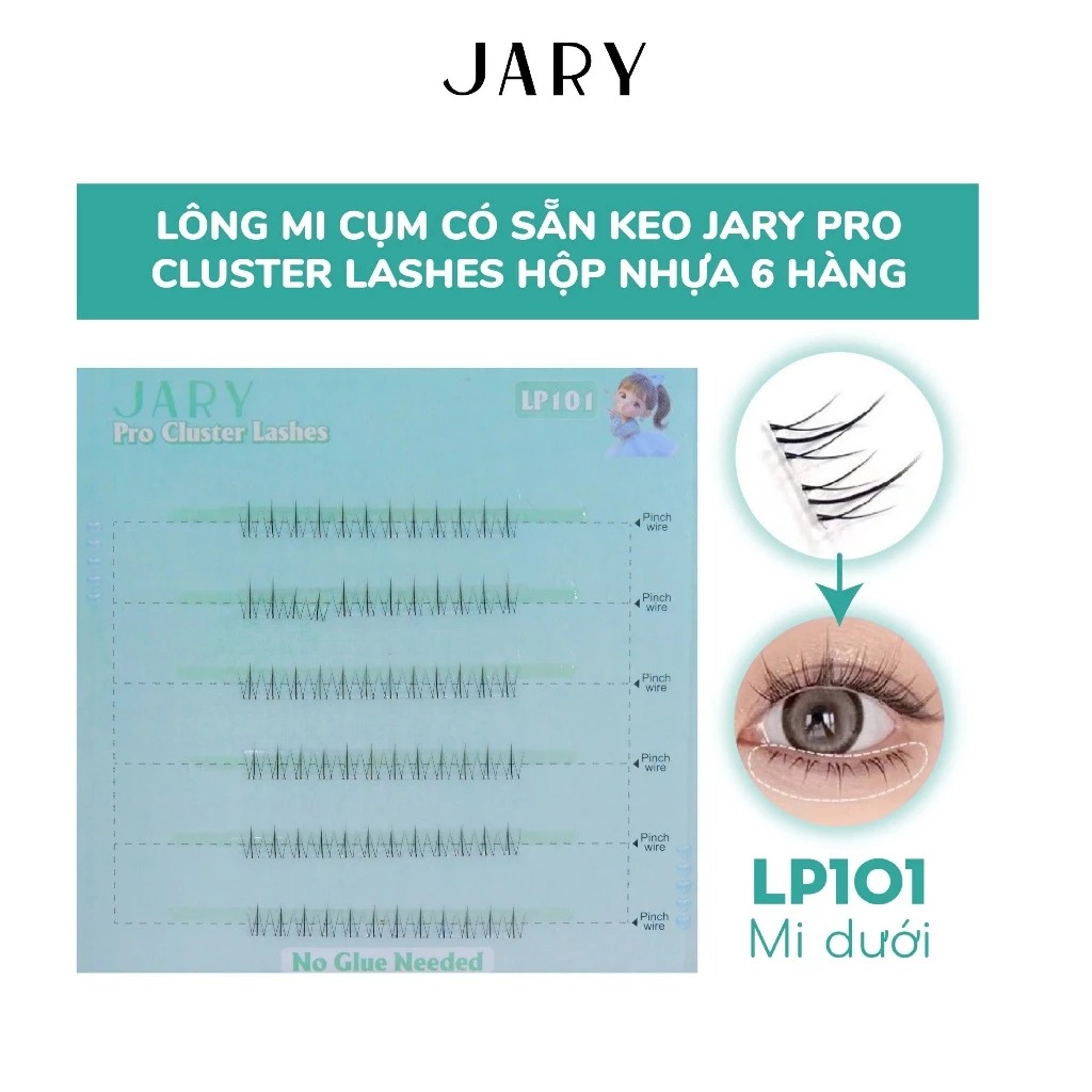 Lông Mi Cụm Có Sẵn Keo Jary Pro Cluster Lashes - Hộp Nhựa 6 Hàng (Không vỏ giấy)