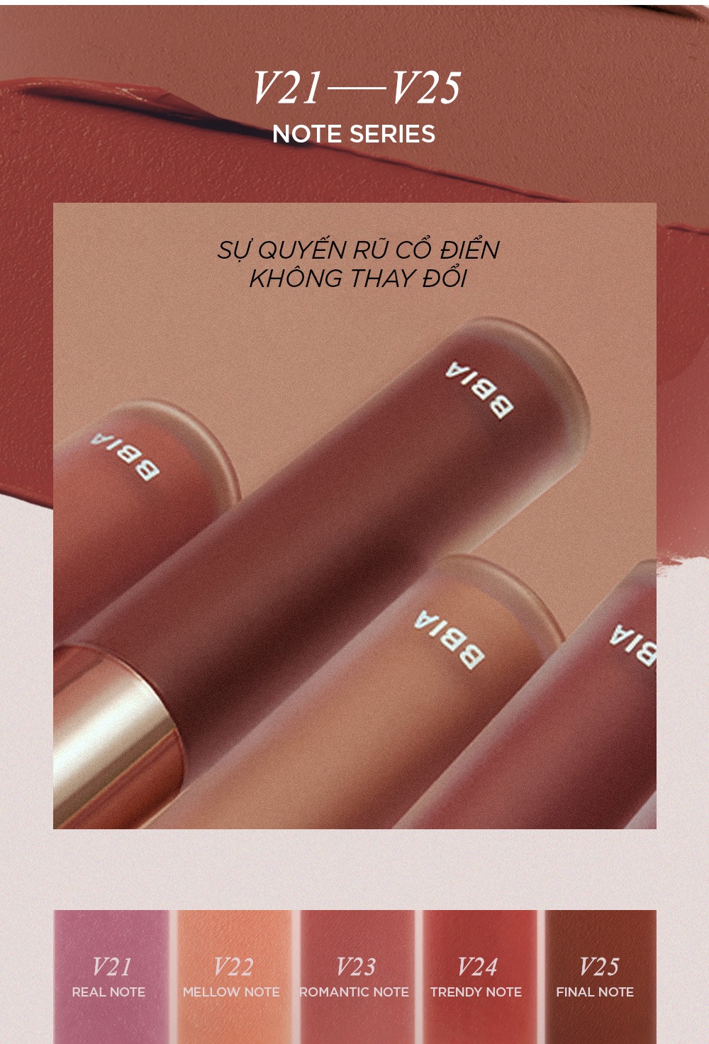 [Màu 21 - 25] Son Kem Lì BBIA Last Velvet Lip Tint (Version 5 - Nắp Đỏ) 5g