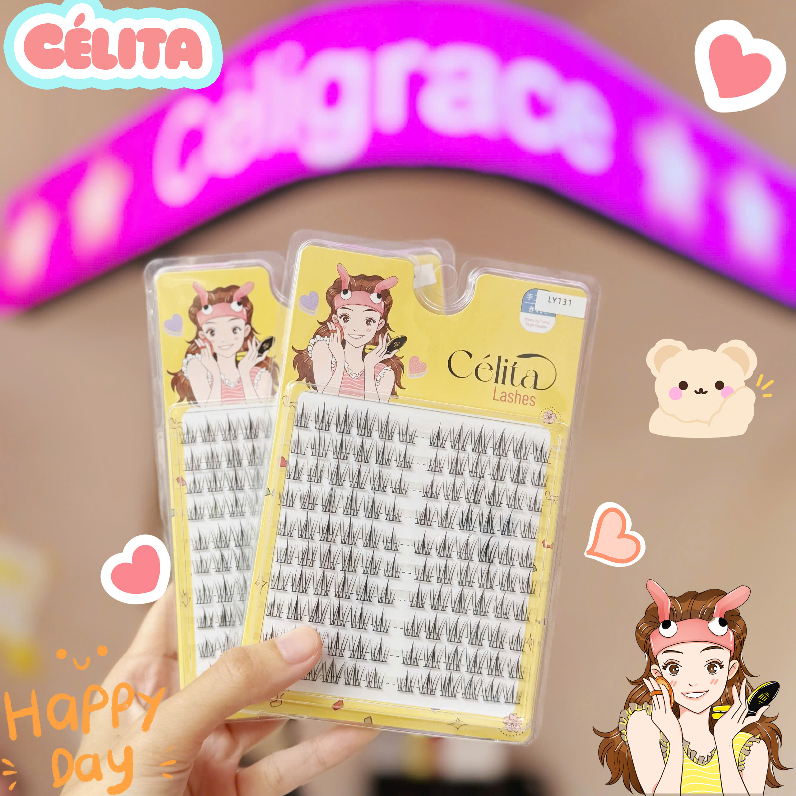 [TẶNG 10 NHẪN ĐỰNG KEO] [MI TRÊN - 10 HÀNG] Mi Giả CÉLITA Từng Cụm Tự Nhiên & Mềm Mại