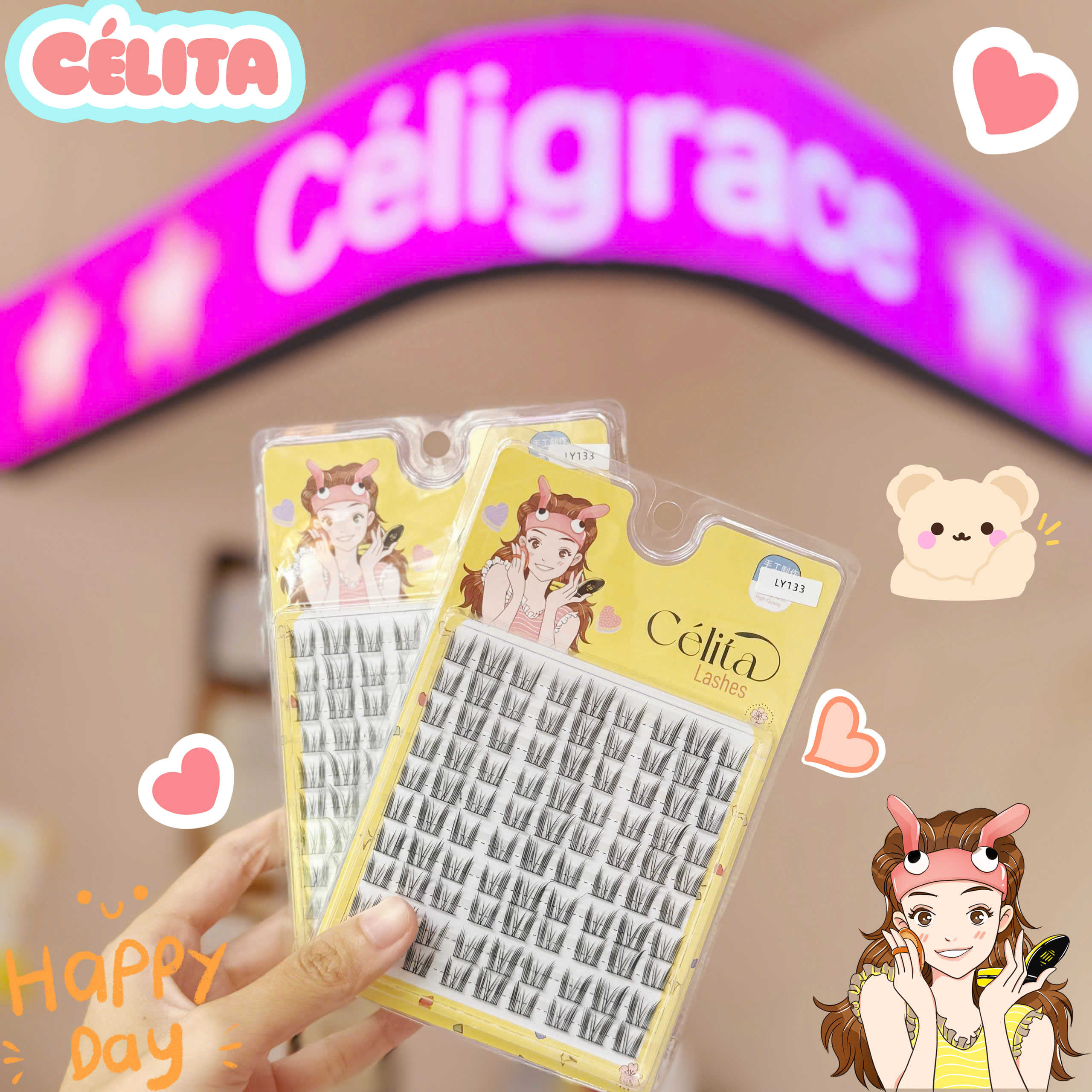 [TẶNG 10 NHẪN ĐỰNG KEO] [MI TRÊN - 10 HÀNG] Mi Giả CÉLITA Từng Cụm Tự Nhiên & Mềm Mại