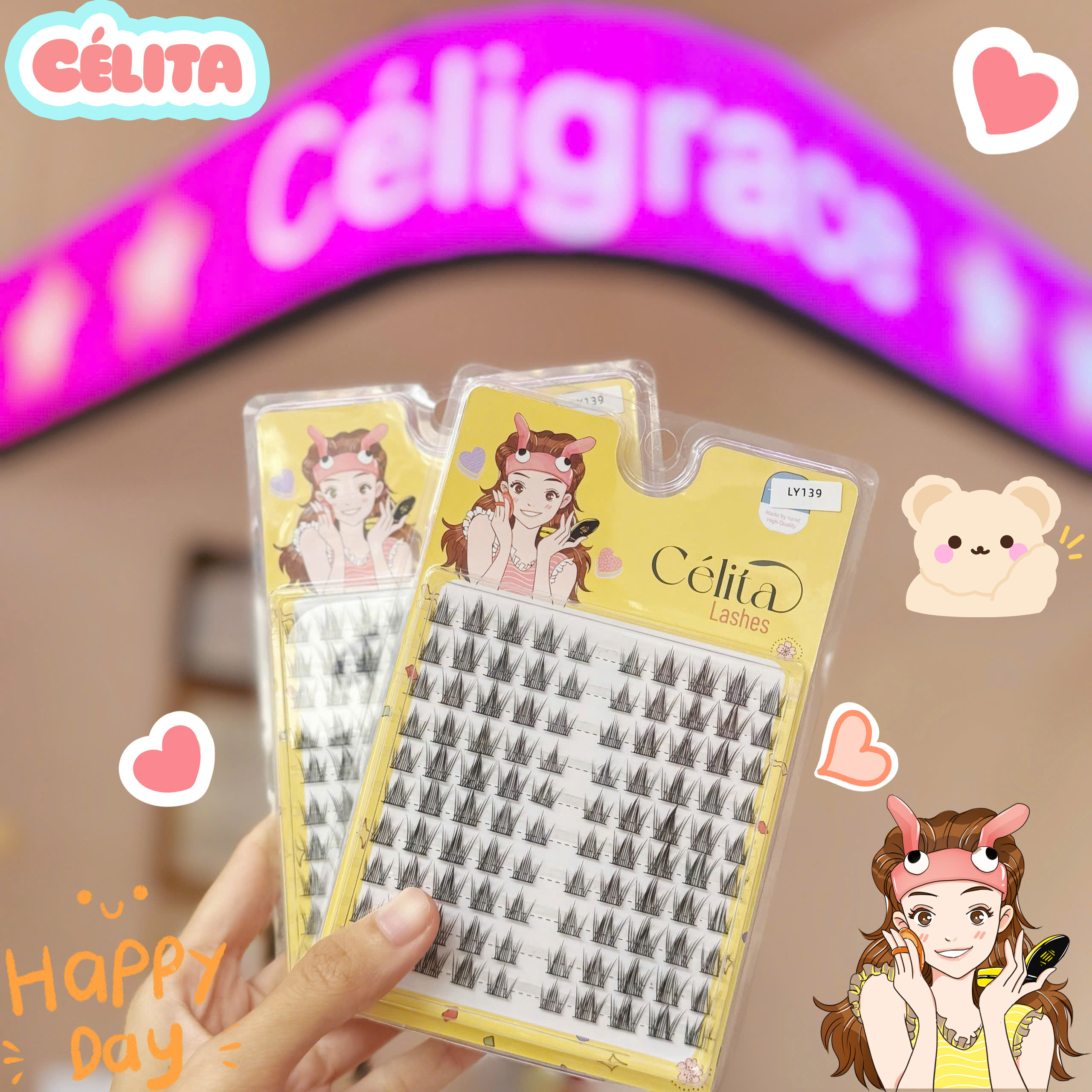 [TẶNG 10 NHẪN ĐỰNG KEO] [MI TRÊN - 10 HÀNG] Mi Giả CÉLITA Từng Cụm Tự Nhiên & Mềm Mại