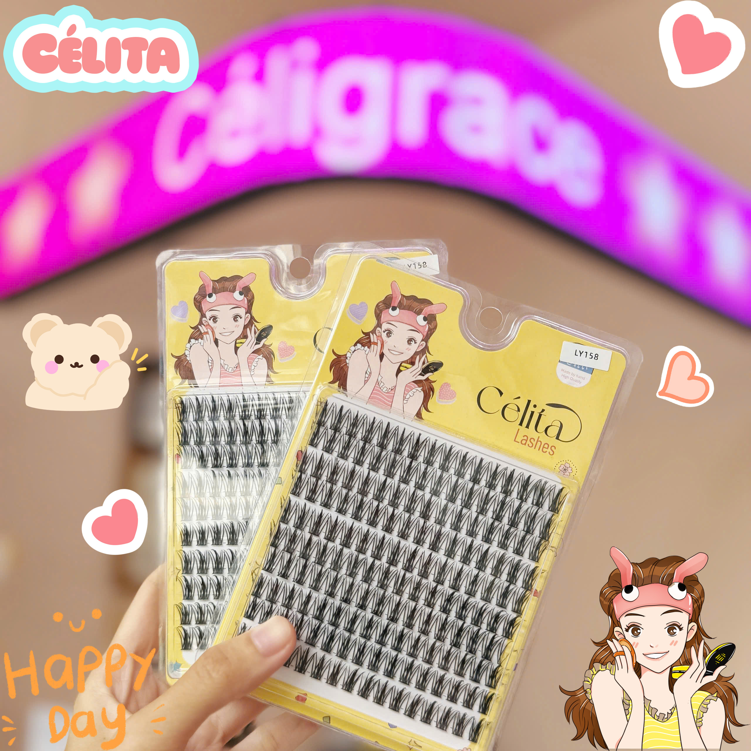 [TẶNG 10 NHẪN ĐỰNG KEO] [MI TRÊN - 10 HÀNG] Mi Giả CÉLITA Từng Cụm Tự Nhiên & Mềm Mại