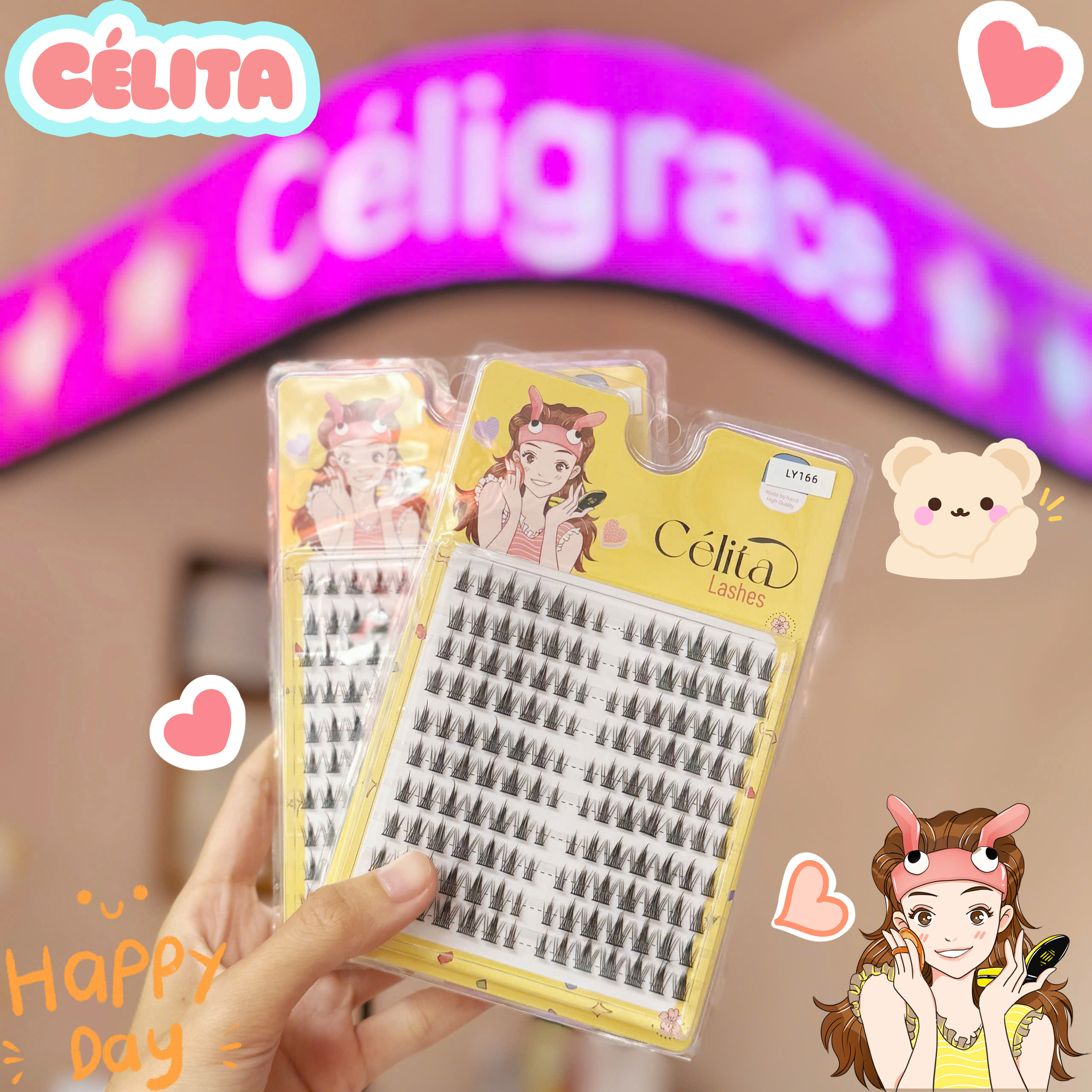 [TẶNG 10 NHẪN ĐỰNG KEO] [MI TRÊN - 10 HÀNG] Mi Giả CÉLITA Từng Cụm Tự Nhiên & Mềm Mại