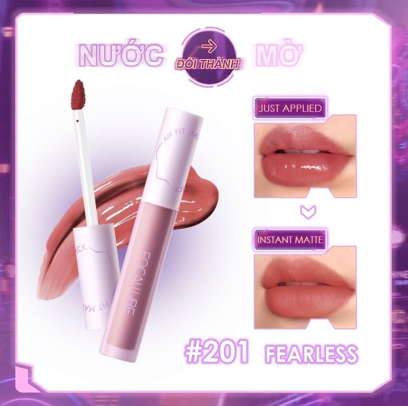 Son Kem Lì FOCALLURE Thế Hệ Mới Bền Màu Lâu Trôi Air Fit Matte Liquid Lipstick | FA417 2.2g
