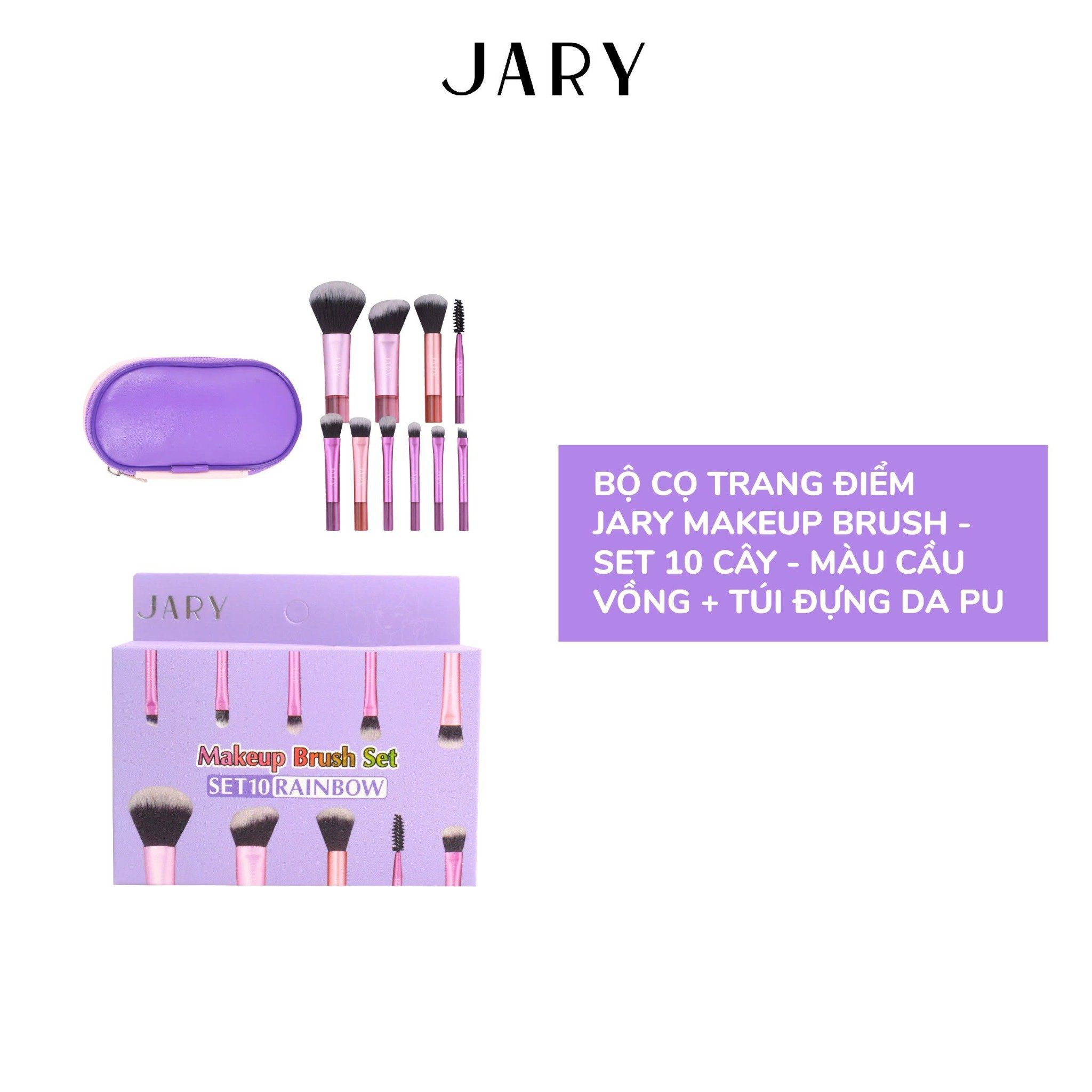 Bộ Cọ Trang Điểm Set 10 Cây Kèm Túi Đựng da PU JARY Make Up Brush