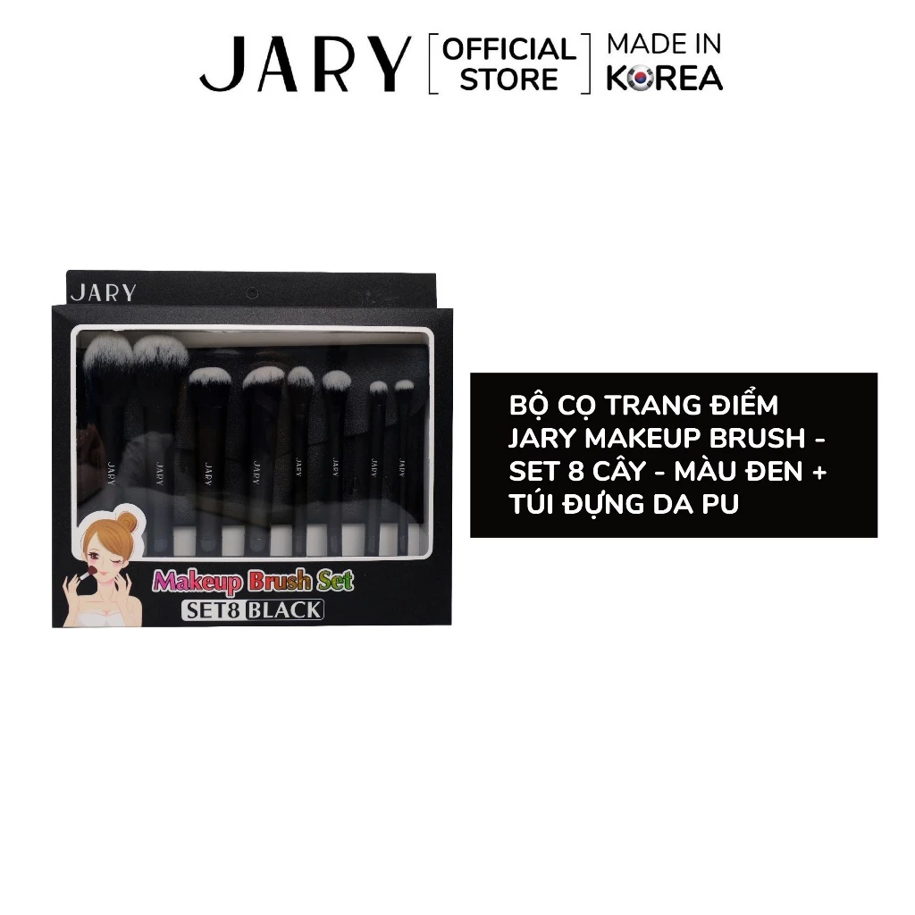 Bộ Cọ Trang Điểm Set 8 Cây Kèm Túi Đựng Da PU Jary Makeup Brush