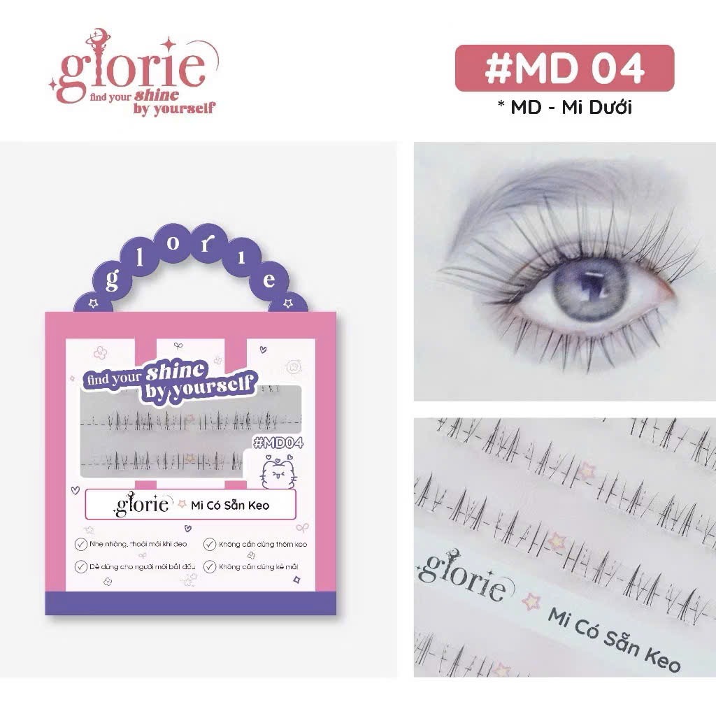 [6 HÀNG] Mi Giả Sẵn Keo GLORIE Cụm Tự Nhiên & Mềm Mại