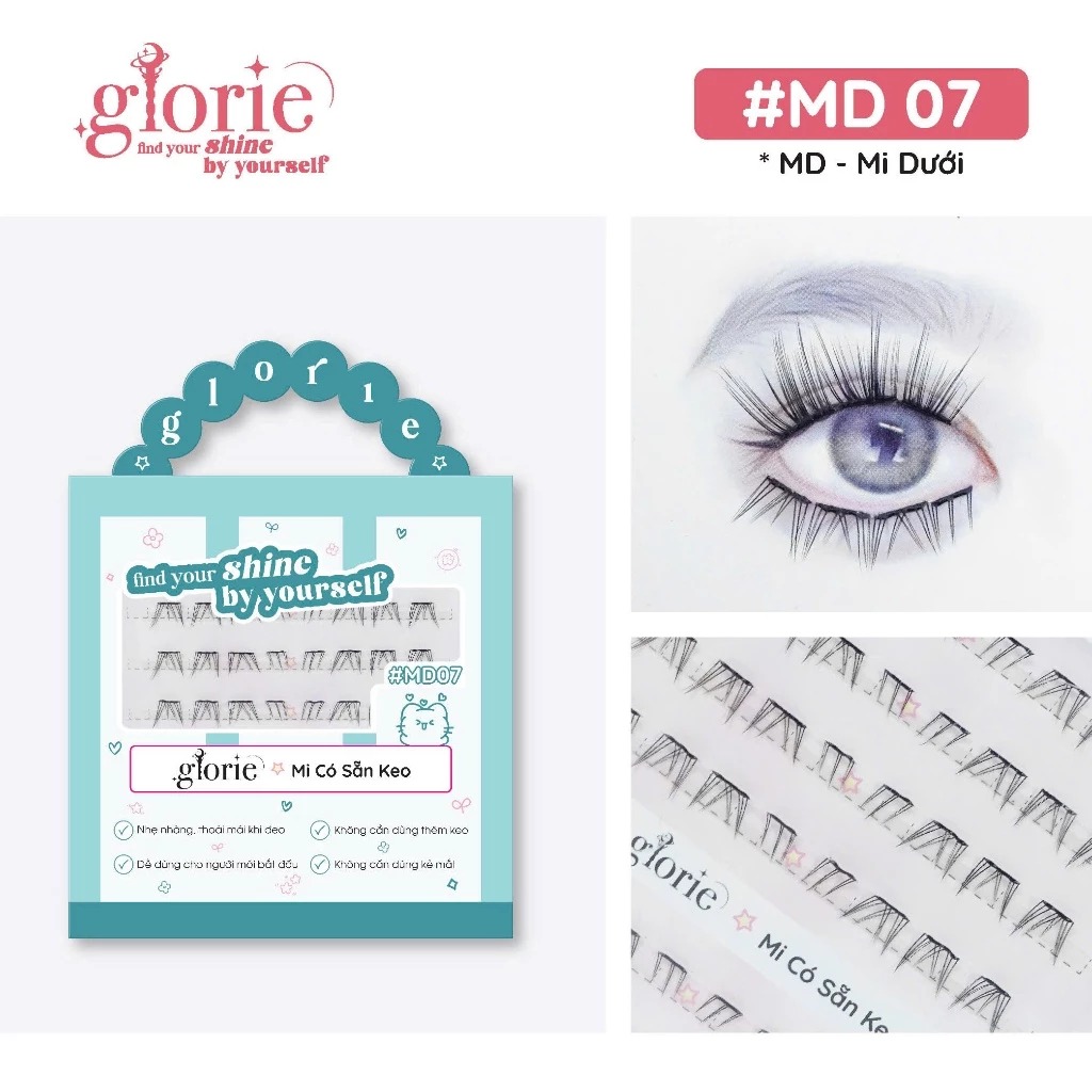 [6 HÀNG] Mi Giả Sẵn Keo GLORIE Cụm Tự Nhiên & Mềm Mại
