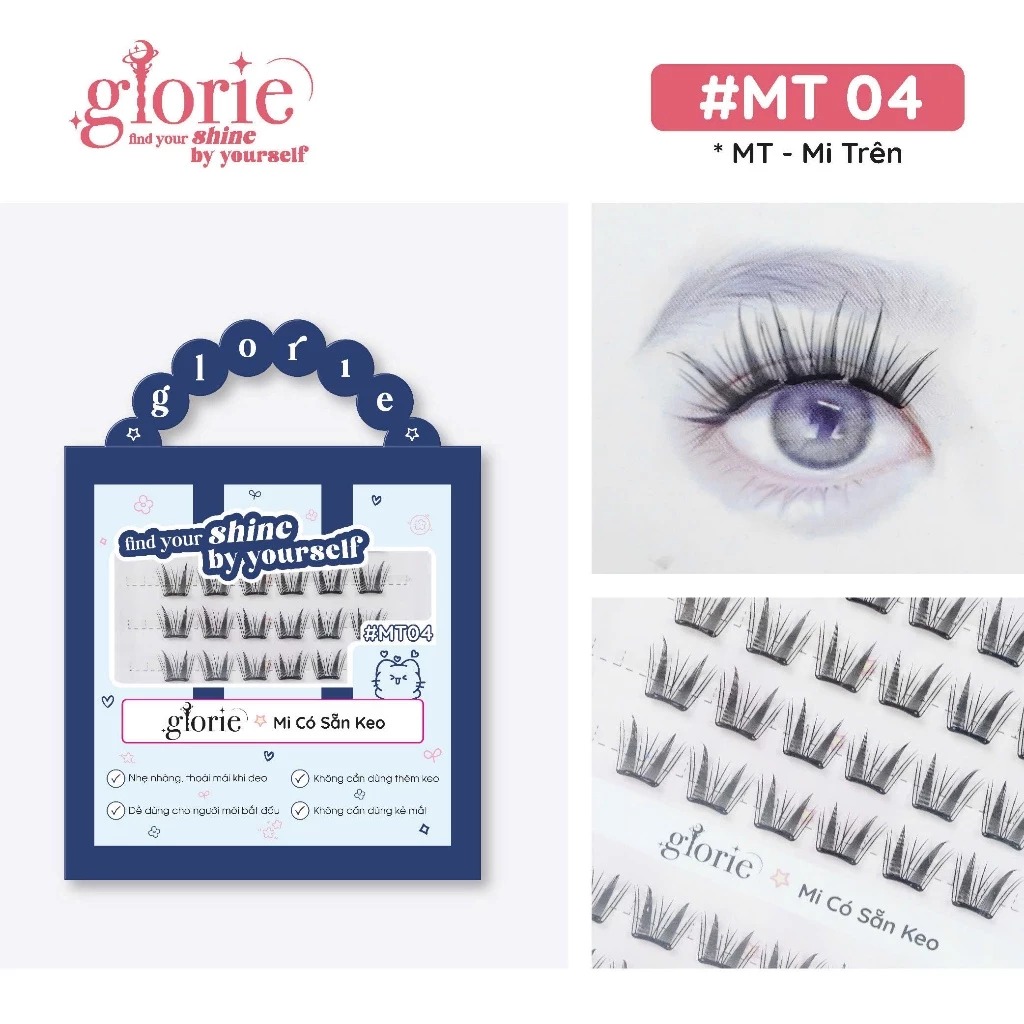 [6 HÀNG] Mi Giả Sẵn Keo GLORIE Cụm Tự Nhiên & Mềm Mại