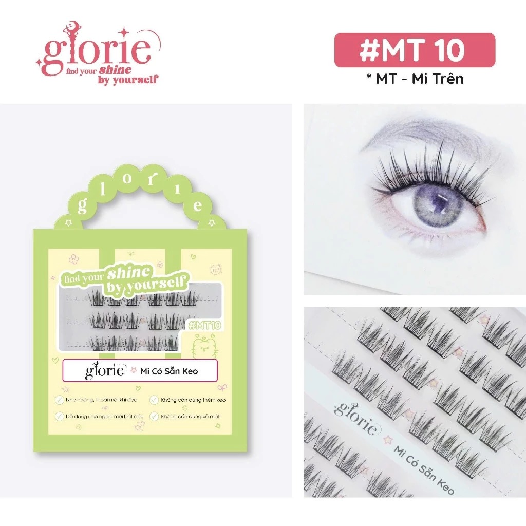[6 HÀNG] Mi Giả Sẵn Keo GLORIE Cụm Tự Nhiên & Mềm Mại