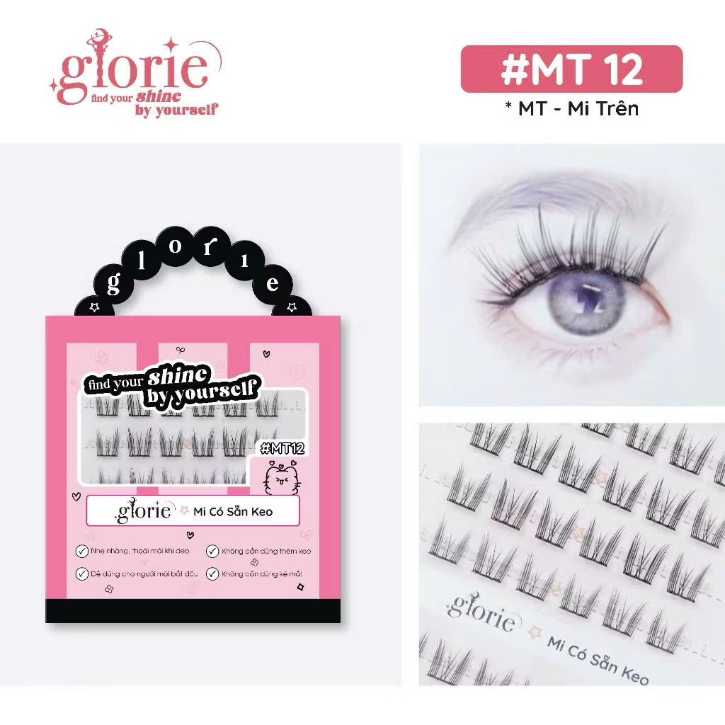 [6 HÀNG] Mi Giả Sẵn Keo GLORIE Cụm Tự Nhiên & Mềm Mại