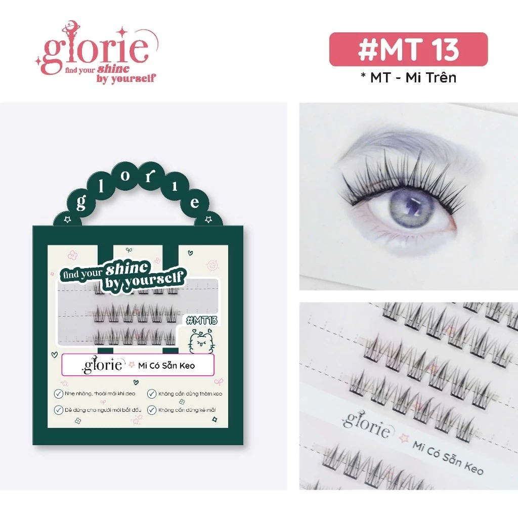 [6 HÀNG] Mi Giả Sẵn Keo GLORIE Cụm Tự Nhiên & Mềm Mại