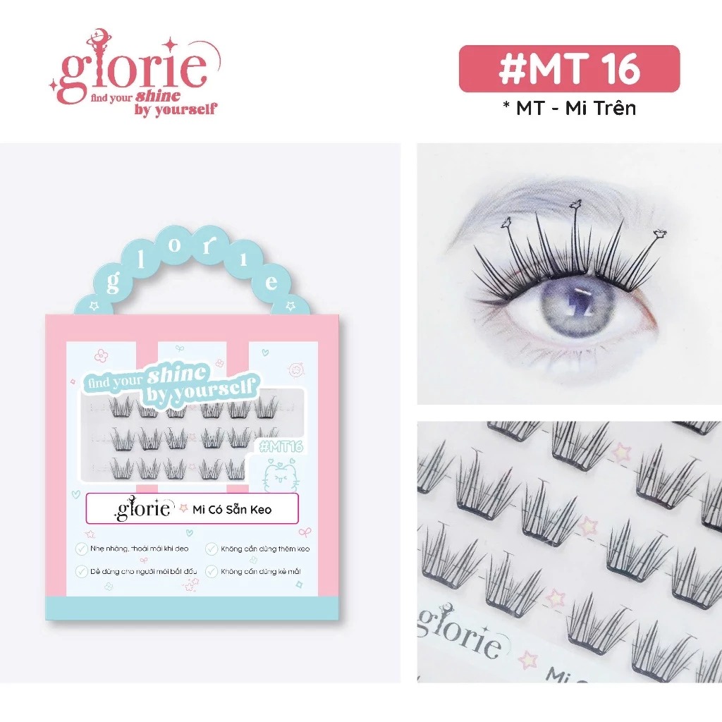 [6 HÀNG] Mi Giả Sẵn Keo GLORIE Cụm Tự Nhiên & Mềm Mại