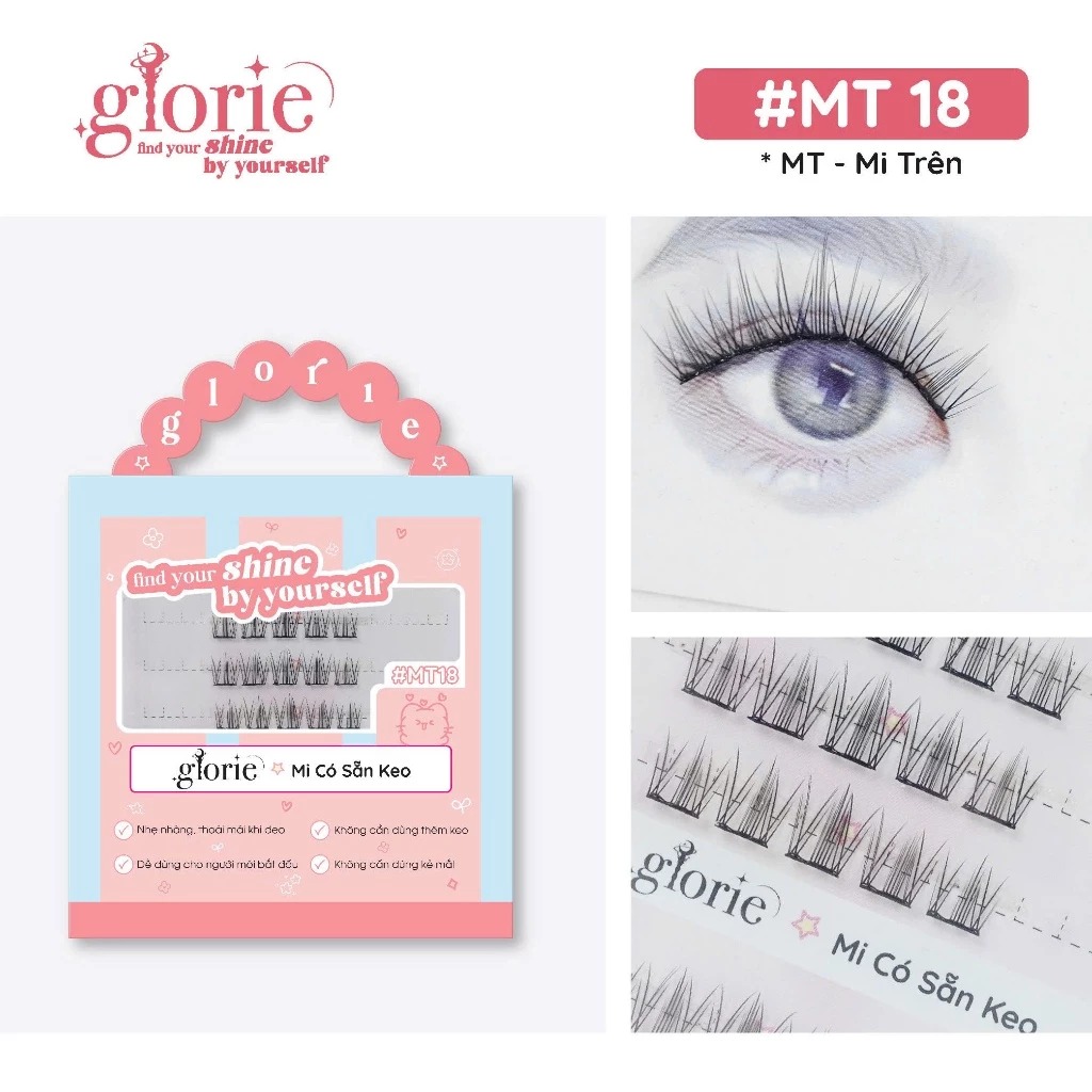[6 HÀNG] Mi Giả Sẵn Keo GLORIE Cụm Tự Nhiên & Mềm Mại