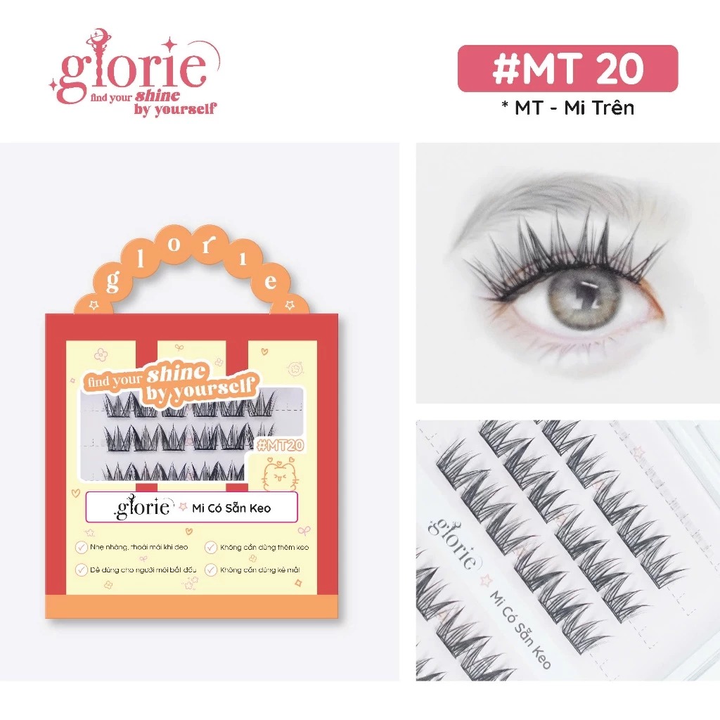 [6 HÀNG] Mi Giả Sẵn Keo GLORIE Cụm Tự Nhiên & Mềm Mại
