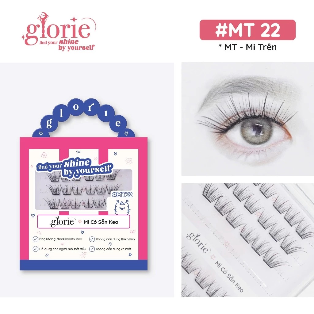 [6 HÀNG] Mi Giả Sẵn Keo GLORIE Cụm Tự Nhiên & Mềm Mại