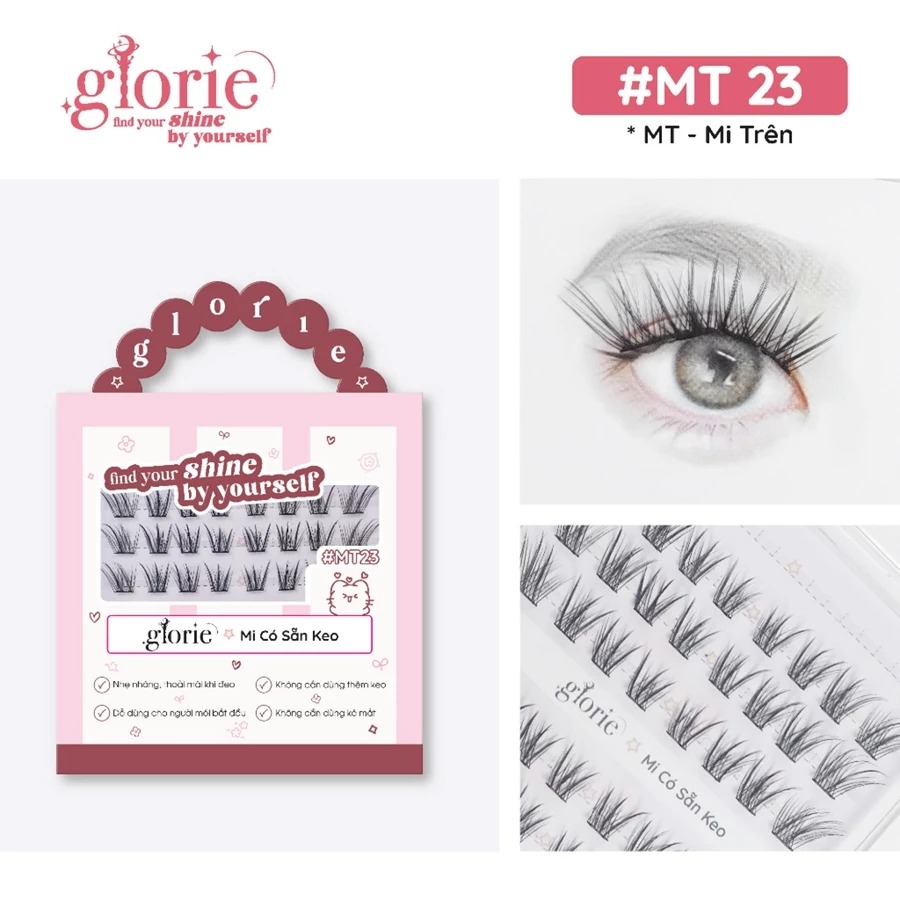 [6 HÀNG] Mi Giả Sẵn Keo GLORIE Cụm Tự Nhiên & Mềm Mại