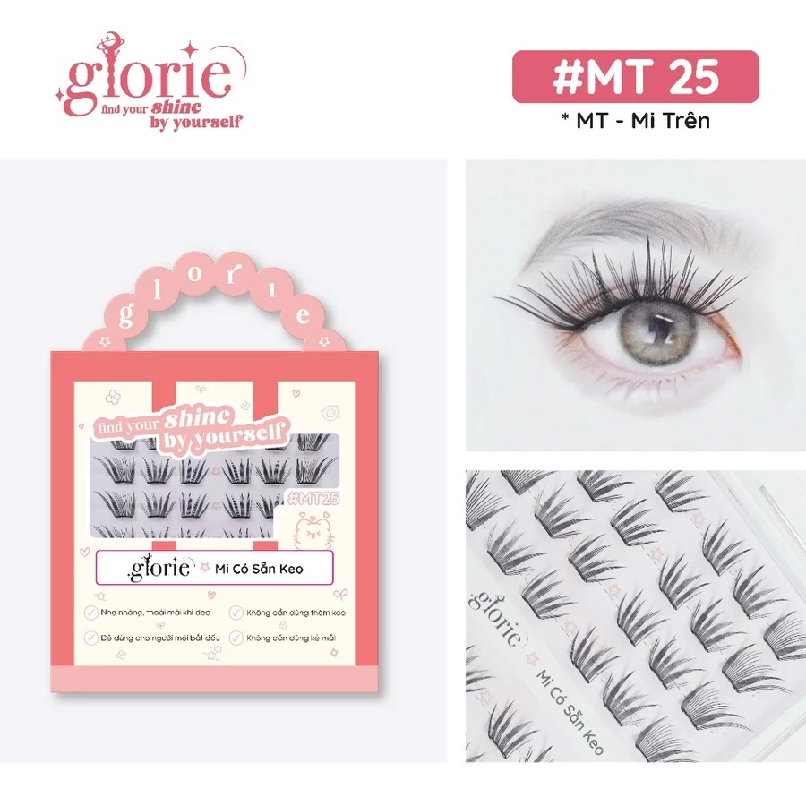 [6 HÀNG] Mi Giả Sẵn Keo GLORIE Cụm Tự Nhiên & Mềm Mại