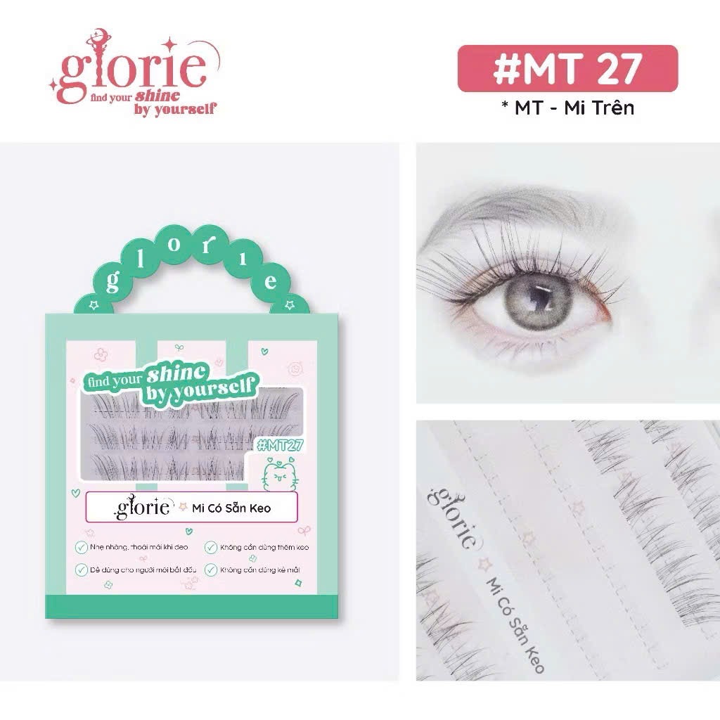 [6 HÀNG] Mi Giả Sẵn Keo GLORIE Cụm Tự Nhiên & Mềm Mại