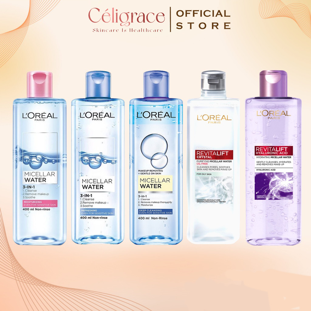 Nước Tẩy Trang L'OREAL Làm Sạch Sâu Trang Điểm Micellar Water 3-in-1 Deep Cleansing Even For Sensitive Skin (Nắp Xanh Đậm)
