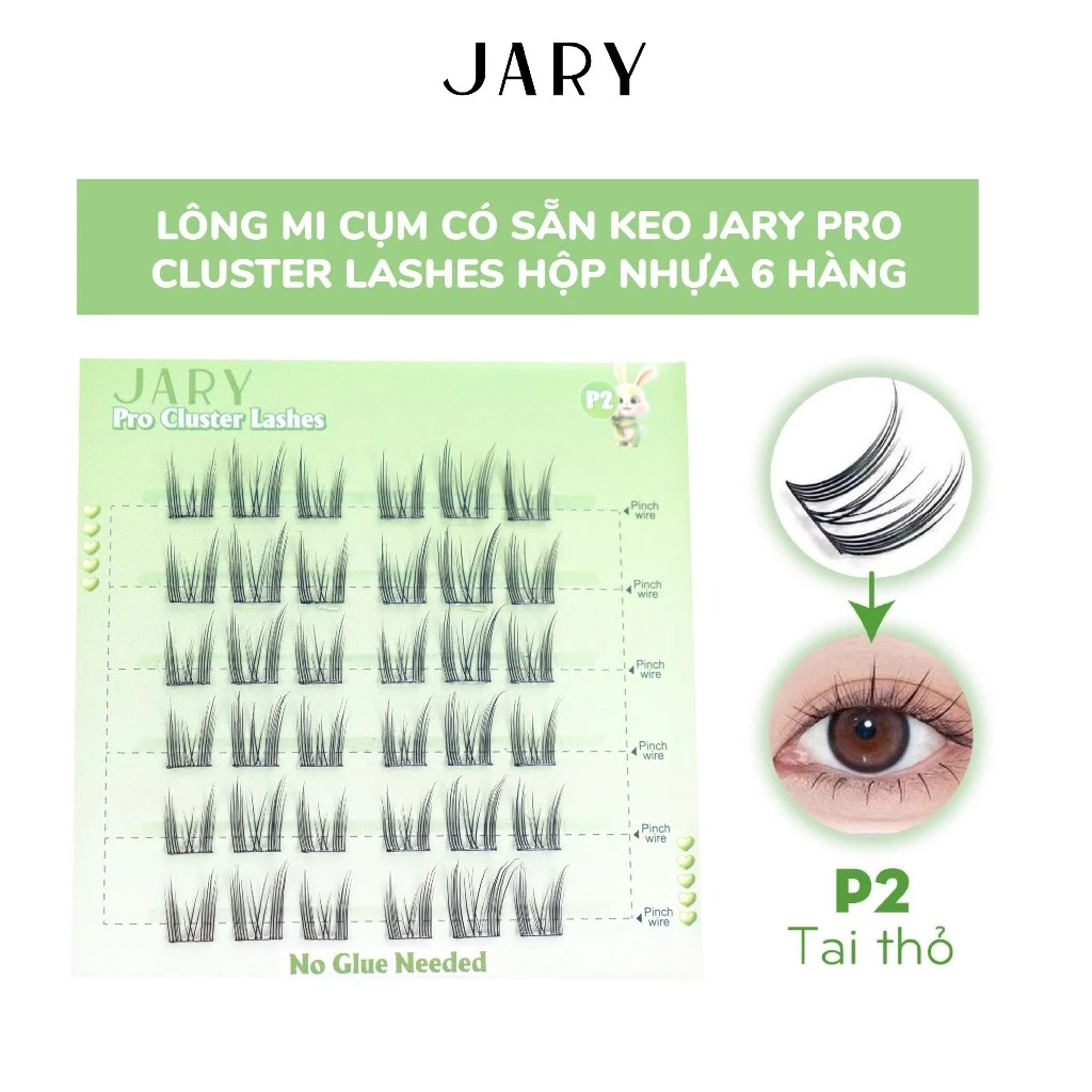 Lông Mi Cụm Có Sẵn Keo Jary Pro Cluster Lashes - Hộp Nhựa 6 Hàng (Không vỏ giấy)
